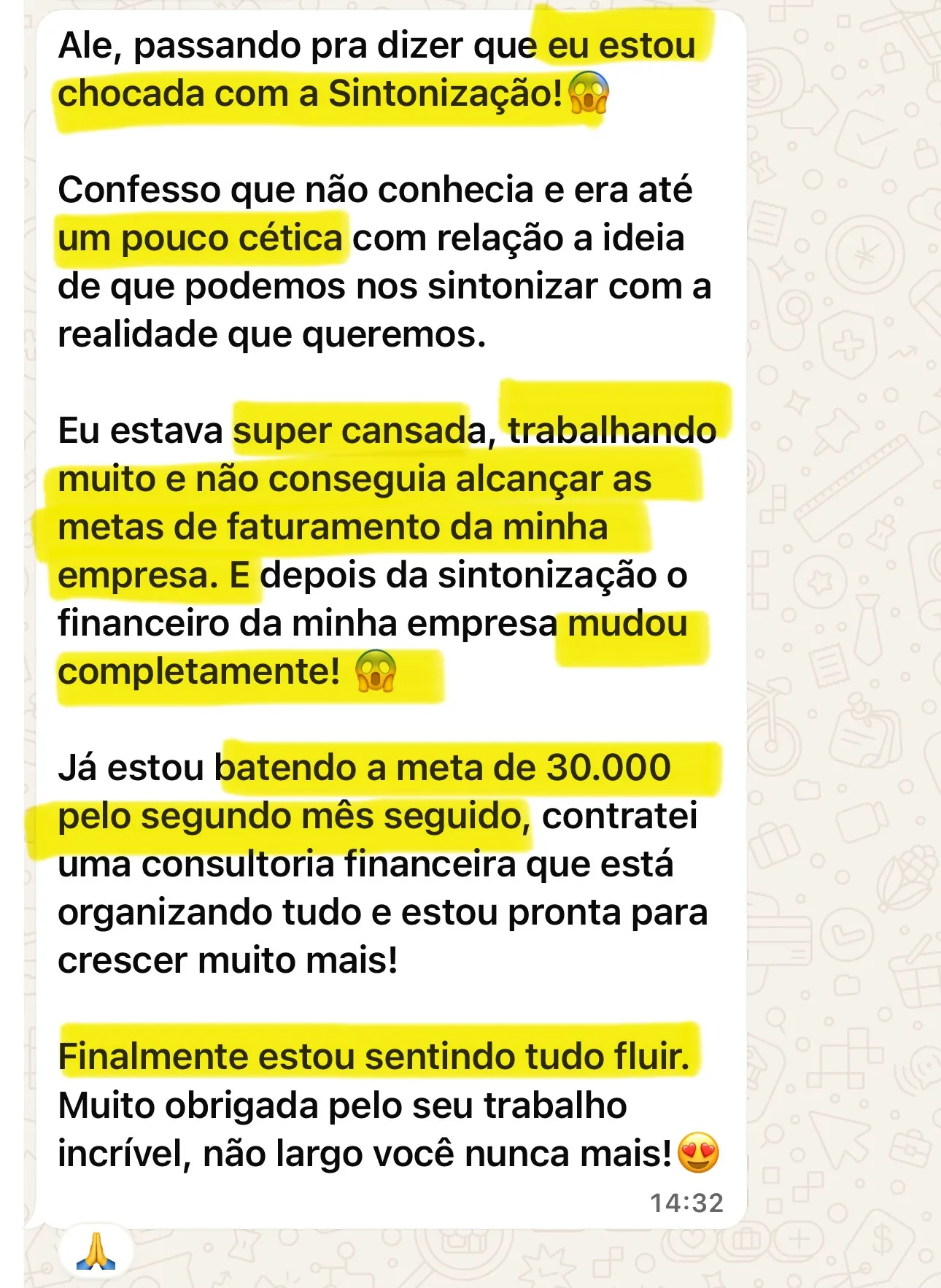 Depoimento da Carla sobre bater a meta de 30.000